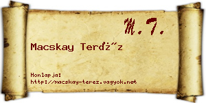 Macskay Teréz névjegykártya