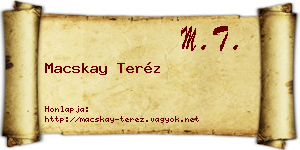 Macskay Teréz névjegykártya